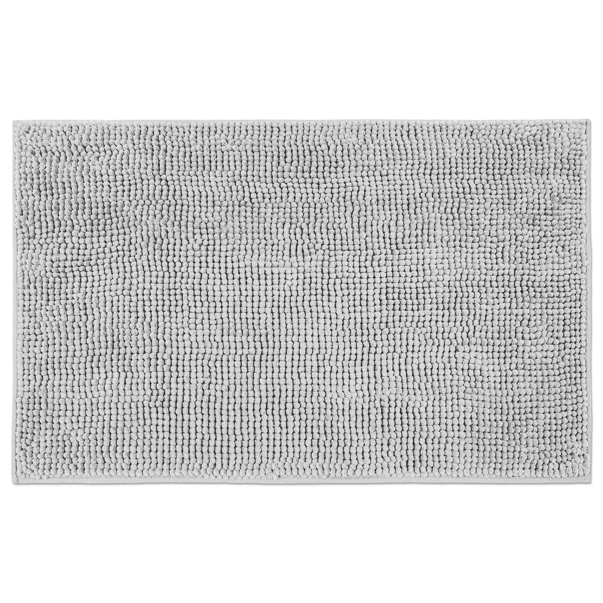 Tapis de bain en chenille, gris argent