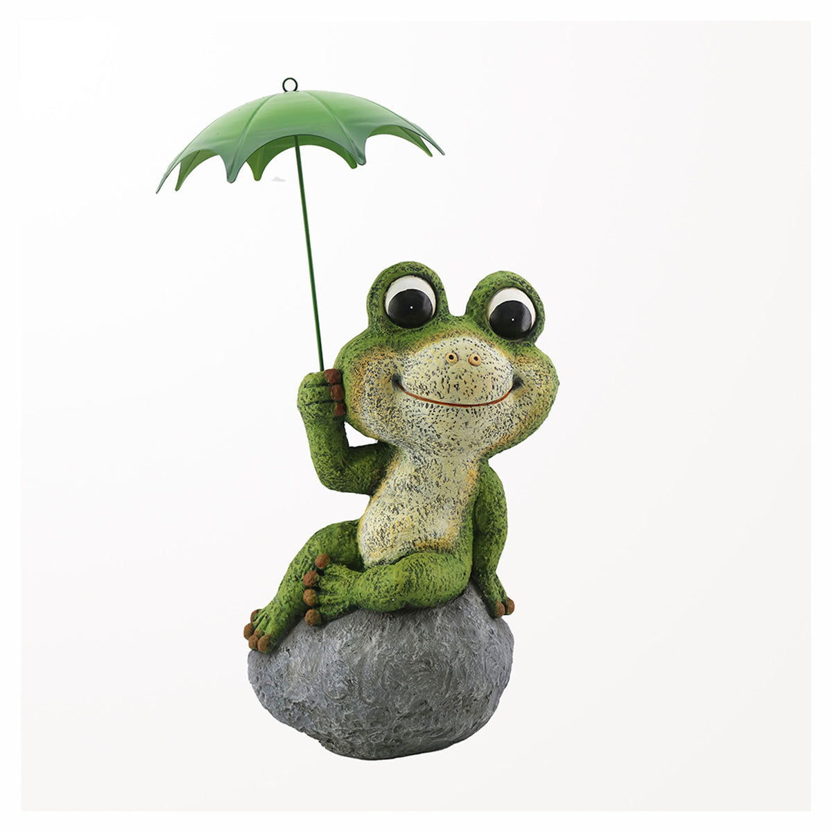 Décoration de jardin de grenouille heureuse est prête pour la pluie, 11" x 7" x 17"