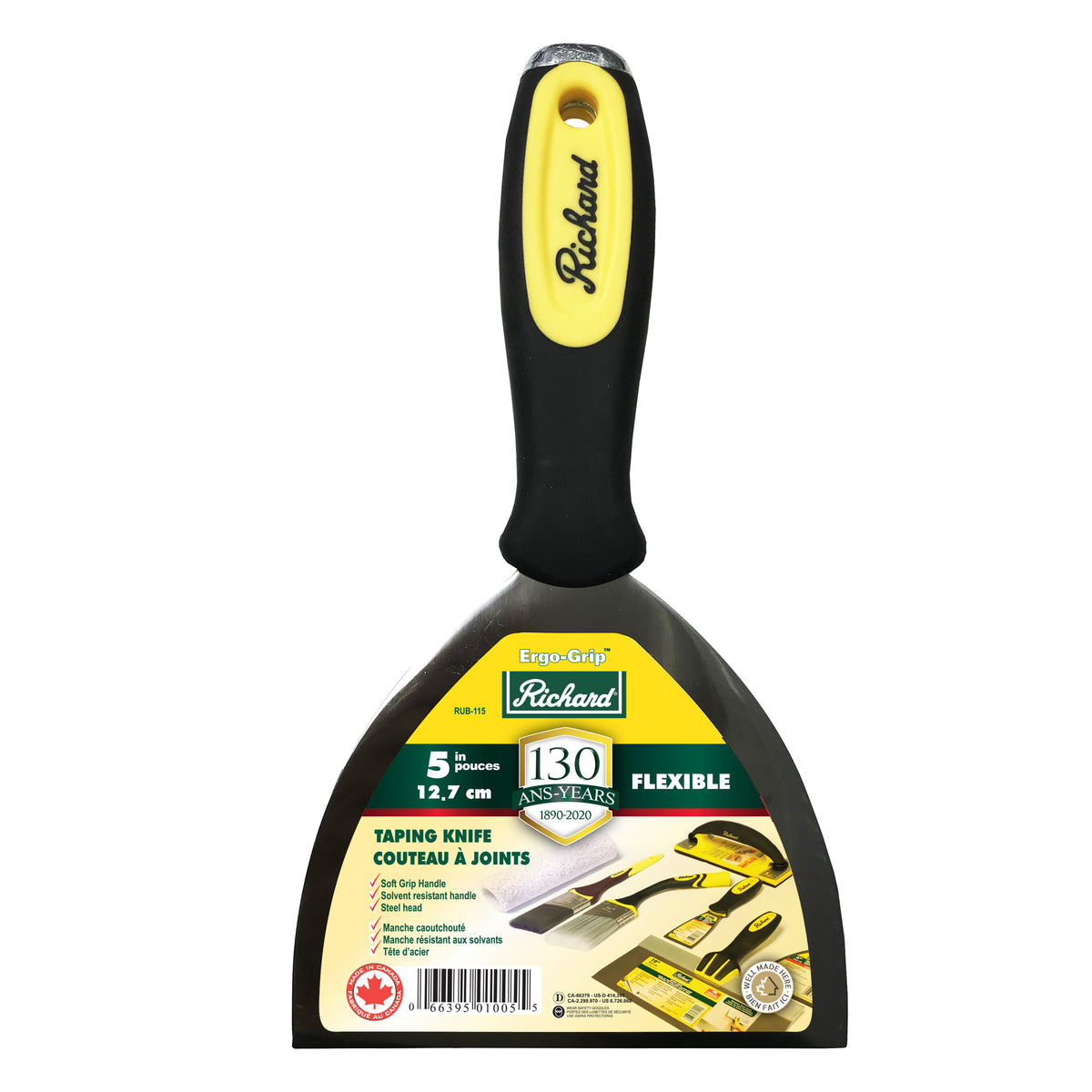 Couteau à joints Ergo-Grip avec tête en acier, lame carbone flexible de 5'' (12,7 cm)