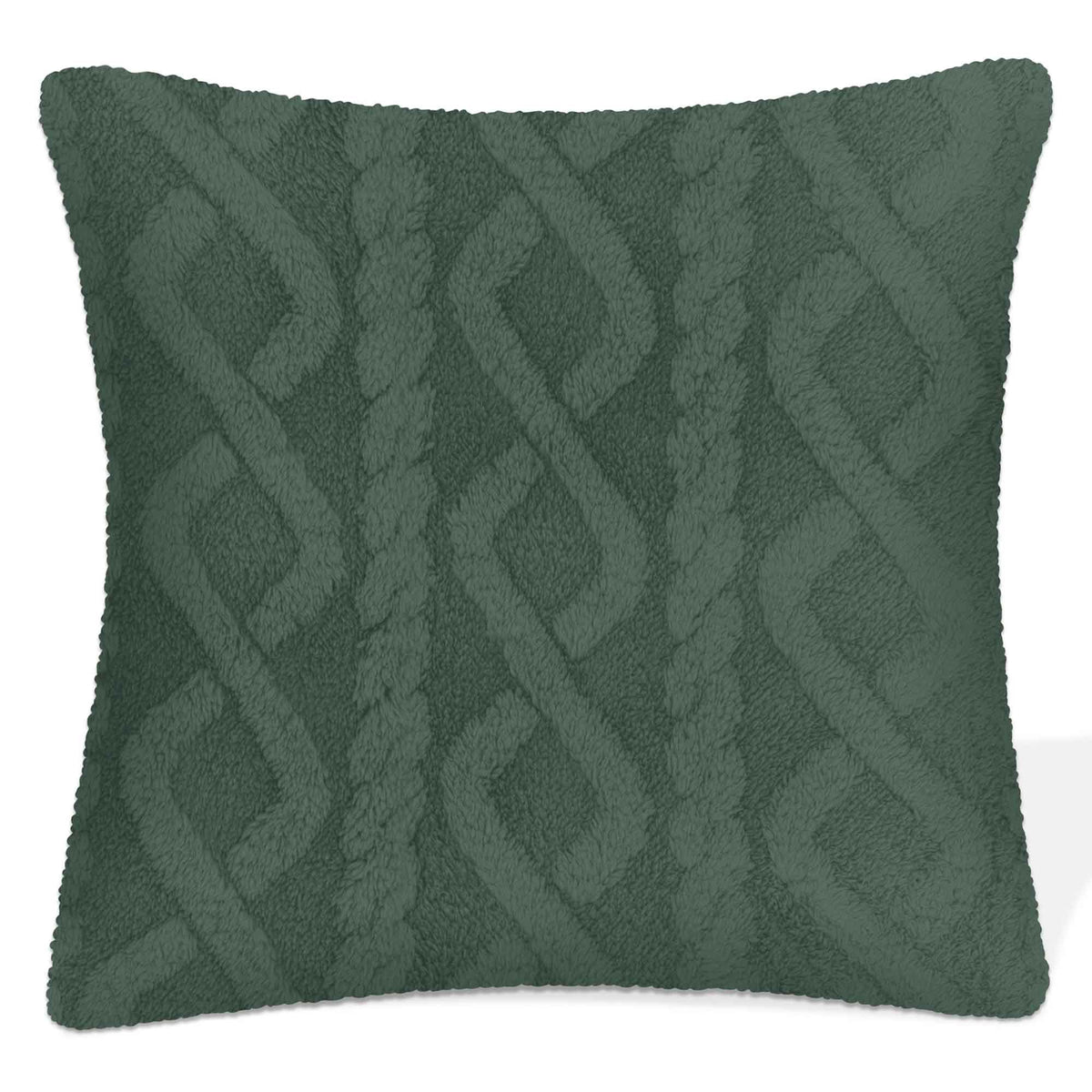 Coussin en Jacquard sherpa de 17&quot; x 17&quot;, vert foncé