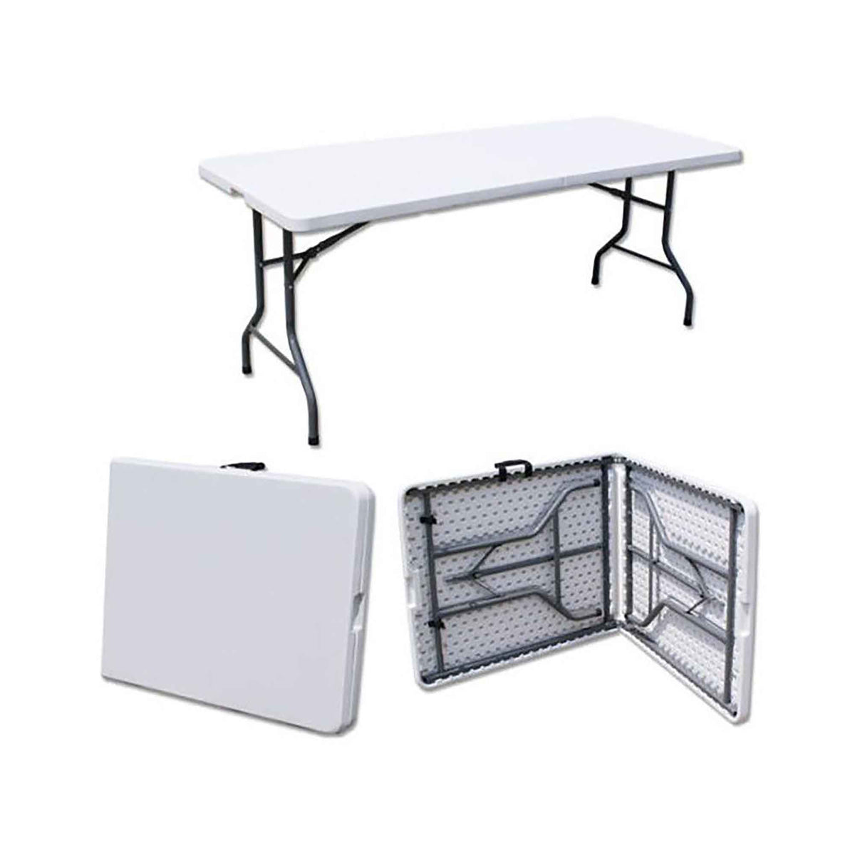 Table pliante en acier avec plateau en résine blanche, 72''
