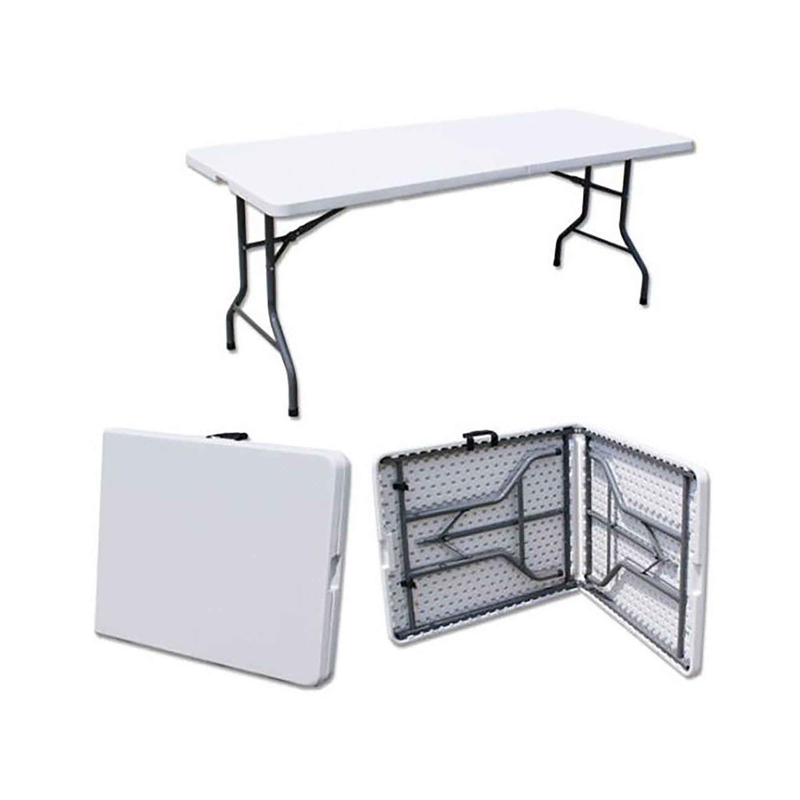 Table pliante en acier avec plateau en résine blanche, 72''