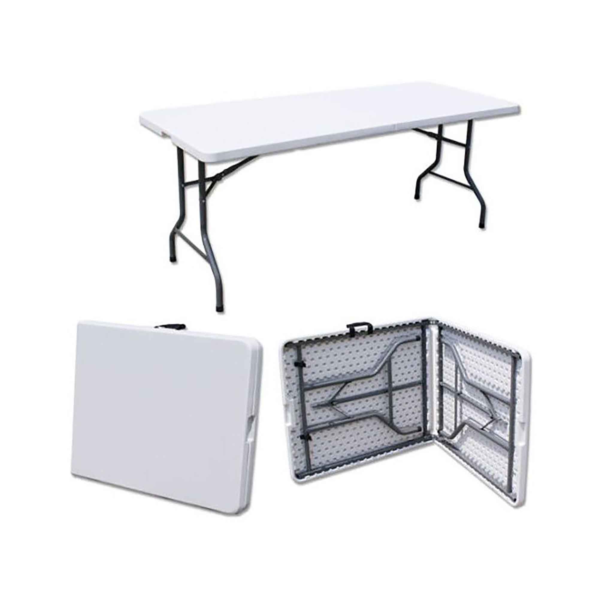 Table pliante en acier avec plateau en résine blanche, 72''