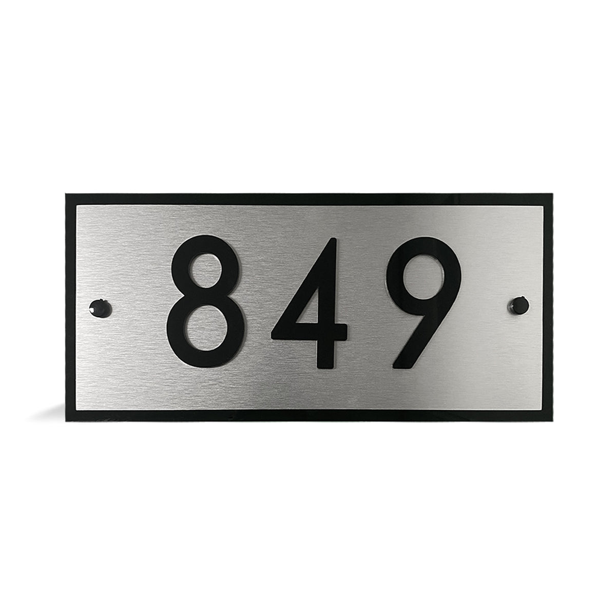 Plaque d'adresse moderne en alumipanel sur plexiglas noir, 15''
