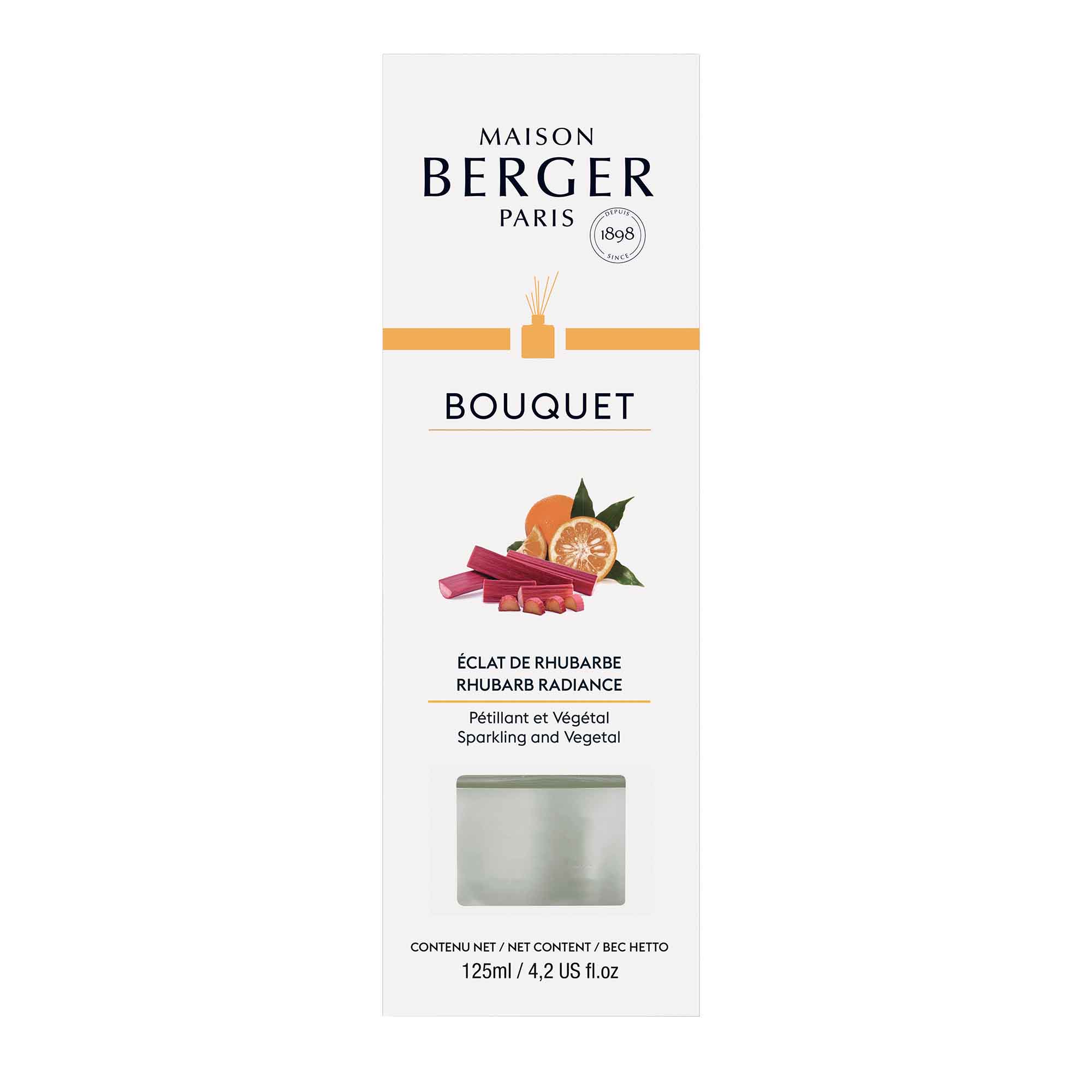 Diffuseur à bâtonnets cubique de 125 ml, éclat de rhubarbe