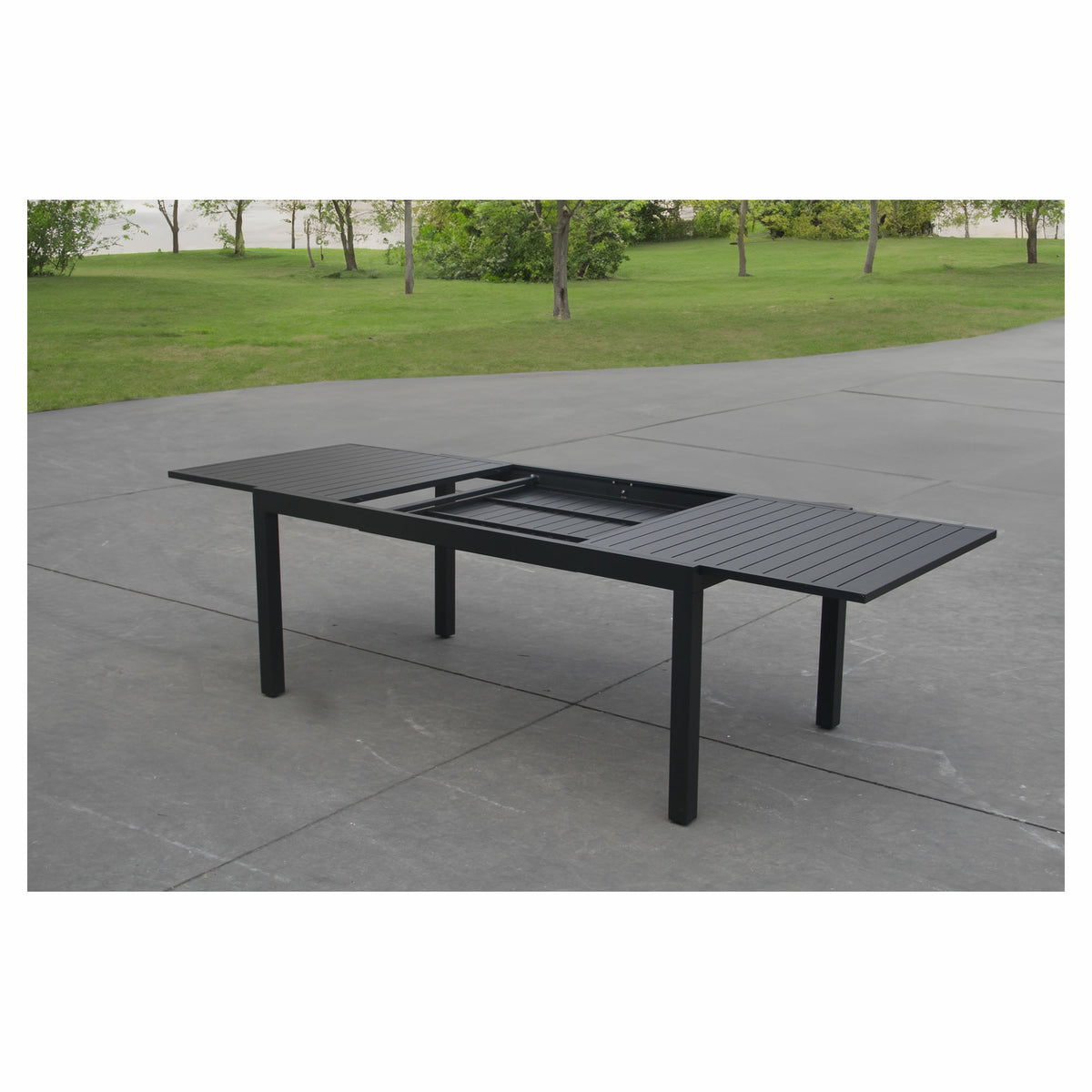 Table à manger d'extérieur Ristorante rectangulaire et extensible en aluminium, noir