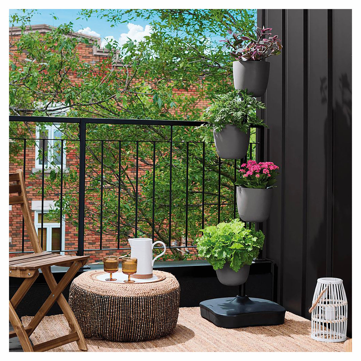 Jardinière urbaine à 4 pots, gris