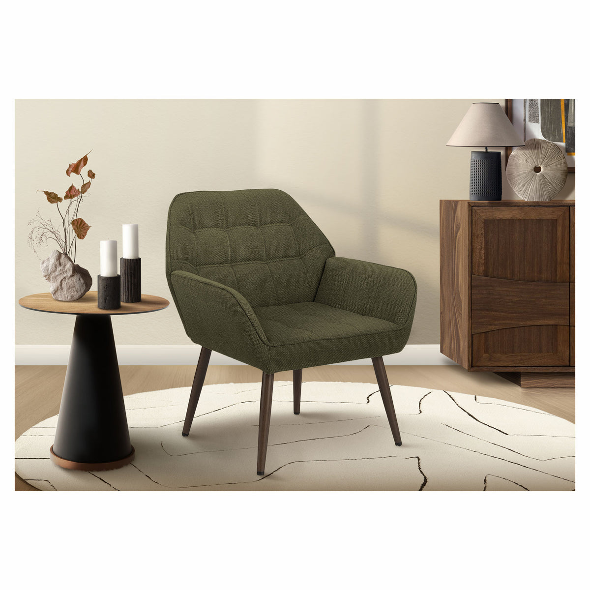 Fauteuil d’appoint en tissu vert foncé, 33"