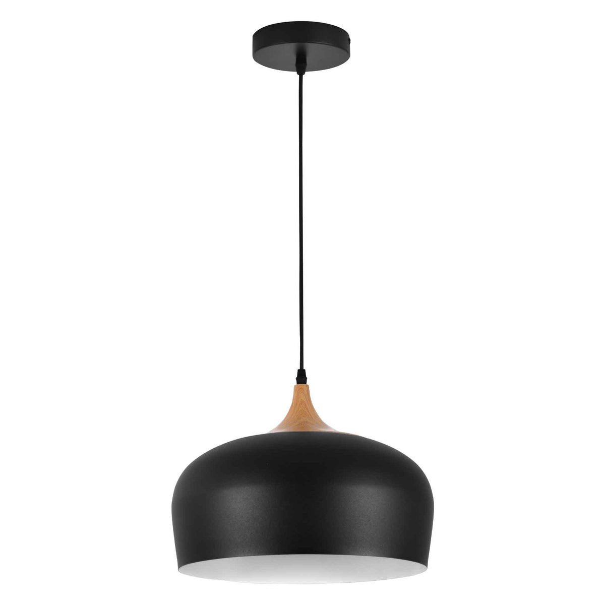 Luminaire suspendu à 1 lumière Belmont, noir et naturel