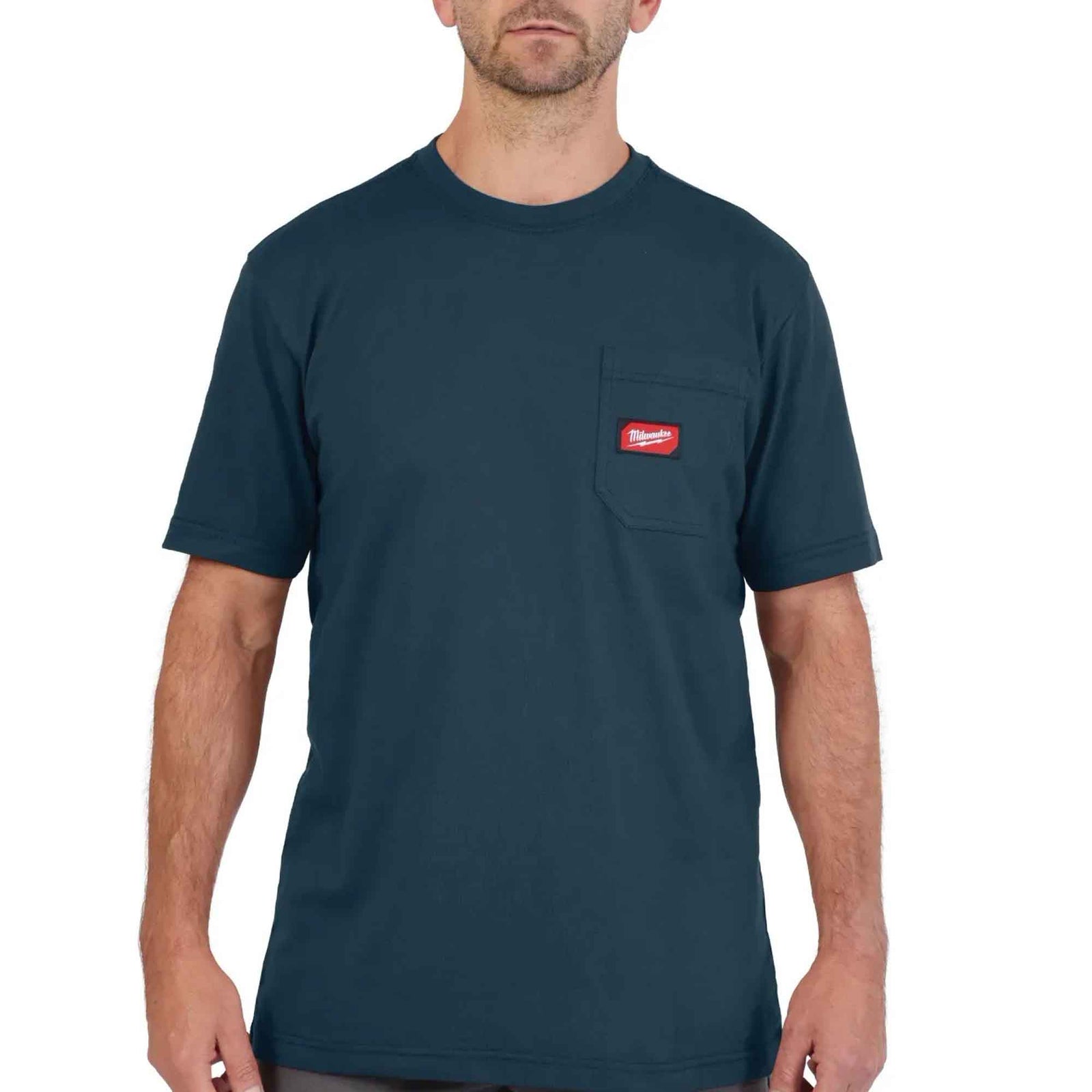 Chandail de travail Gridiron à manches courtes avec poche pour homme, bleu (moyen)