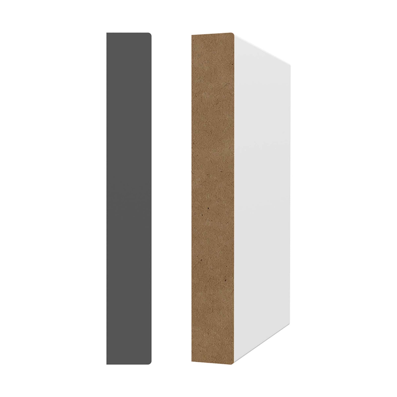 Moulure rectangulaire en MDF avec apprêt blanc 3/4" x 5-1/2" x 8'
