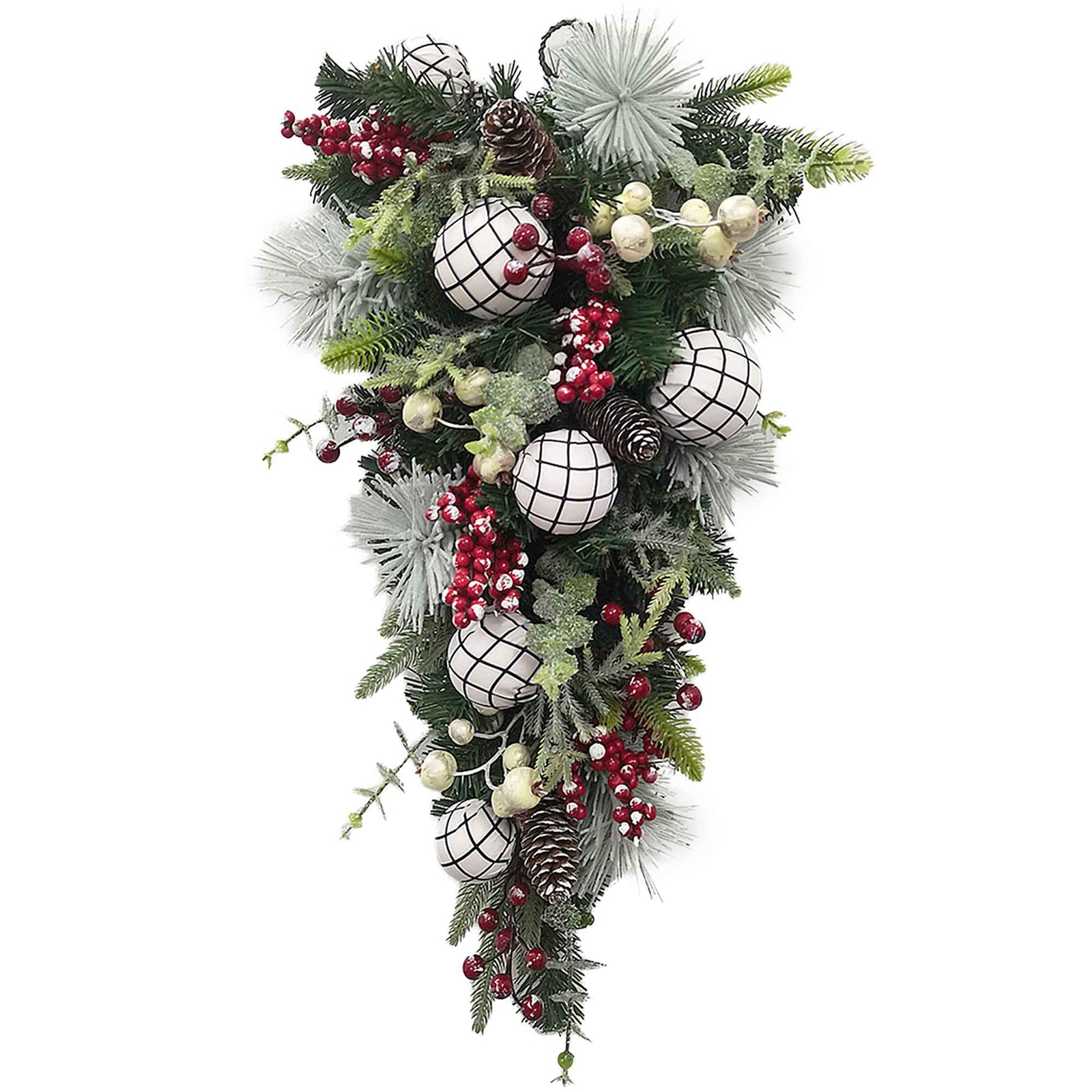 Gerbe de sapinage avec boules et baies, 28''