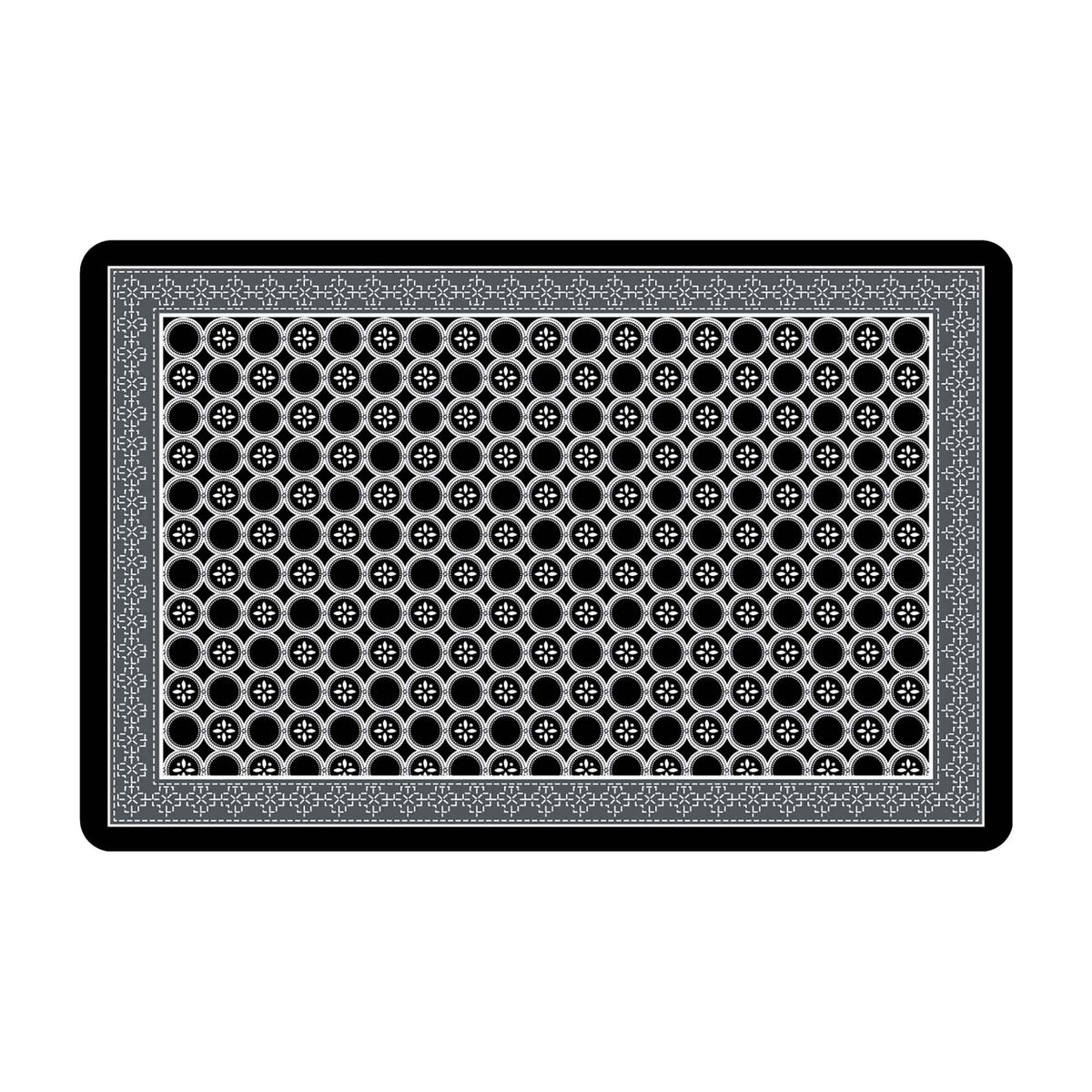 Napperon en silicone avec cercles blancs, noir 