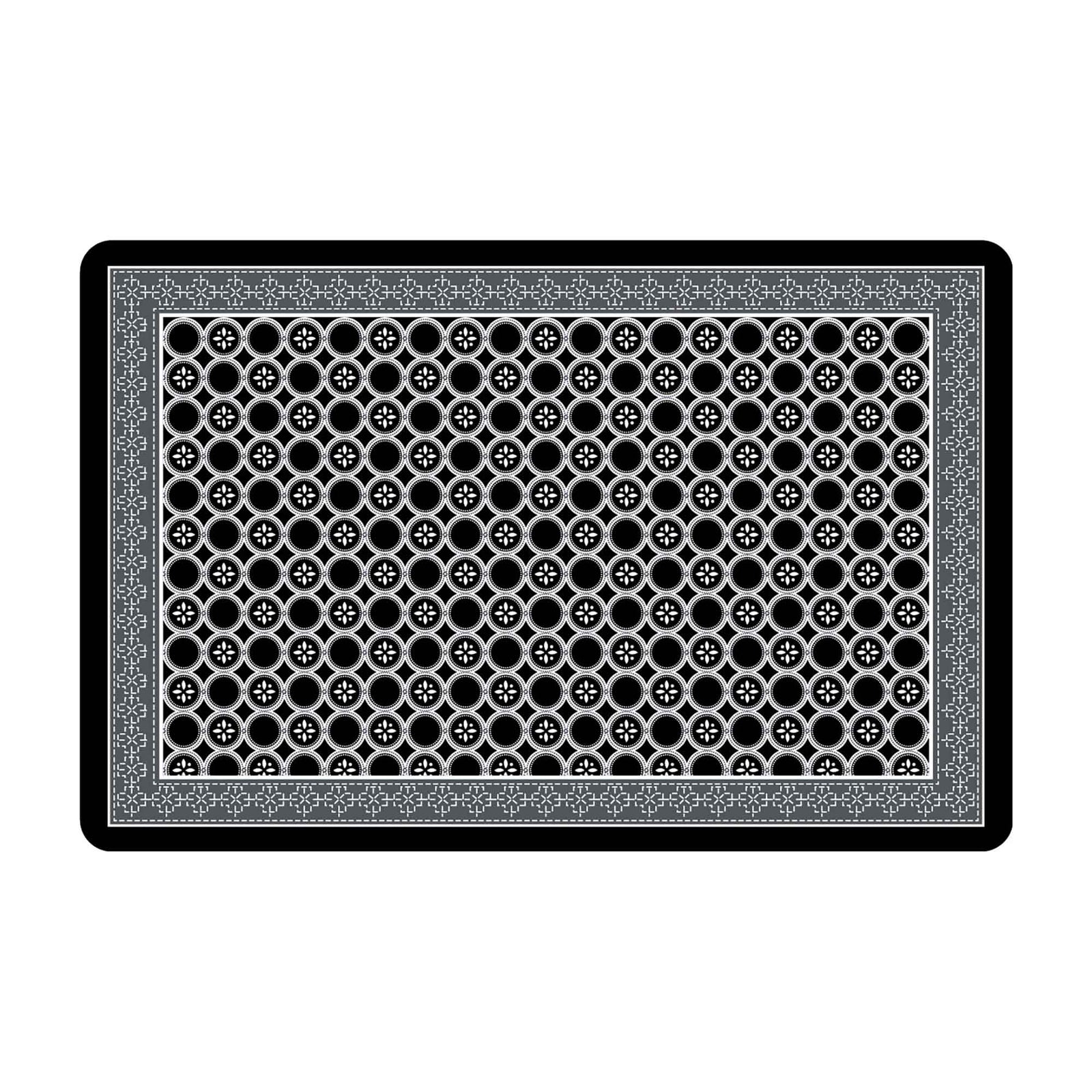 Napperon en silicone avec cercles blancs, noir 