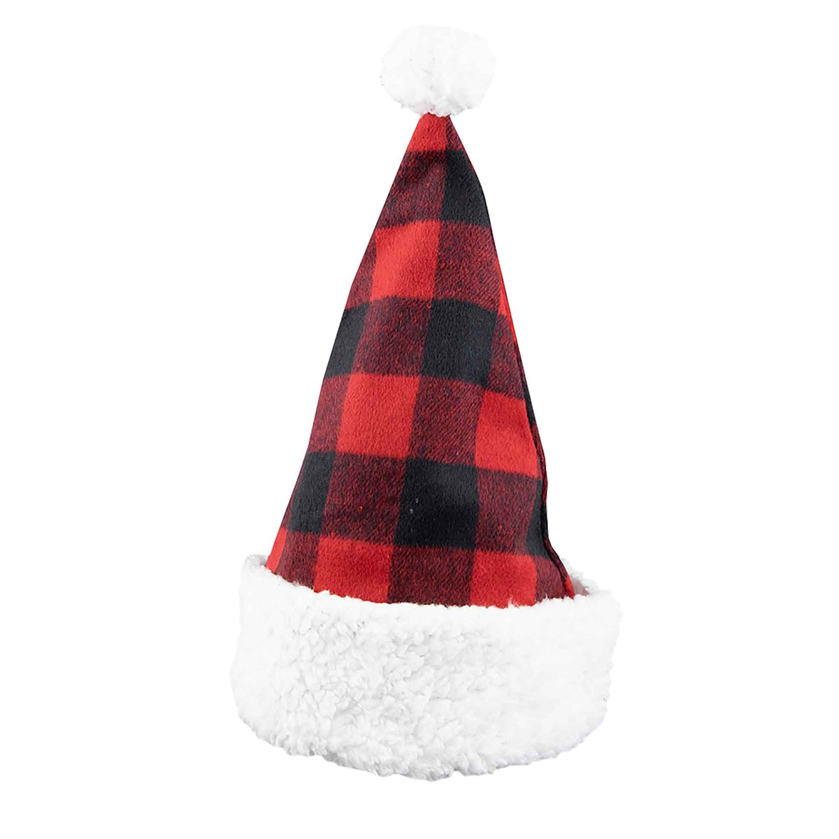 Bonnet de père Noël en coton bouclé noir et rouge, 15&quot;