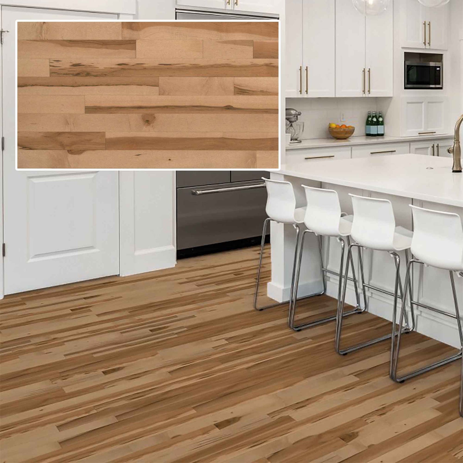 Plancher en érable préverni de 3/4'' x 4-1/4'' de grade bistro, fini naturel mat