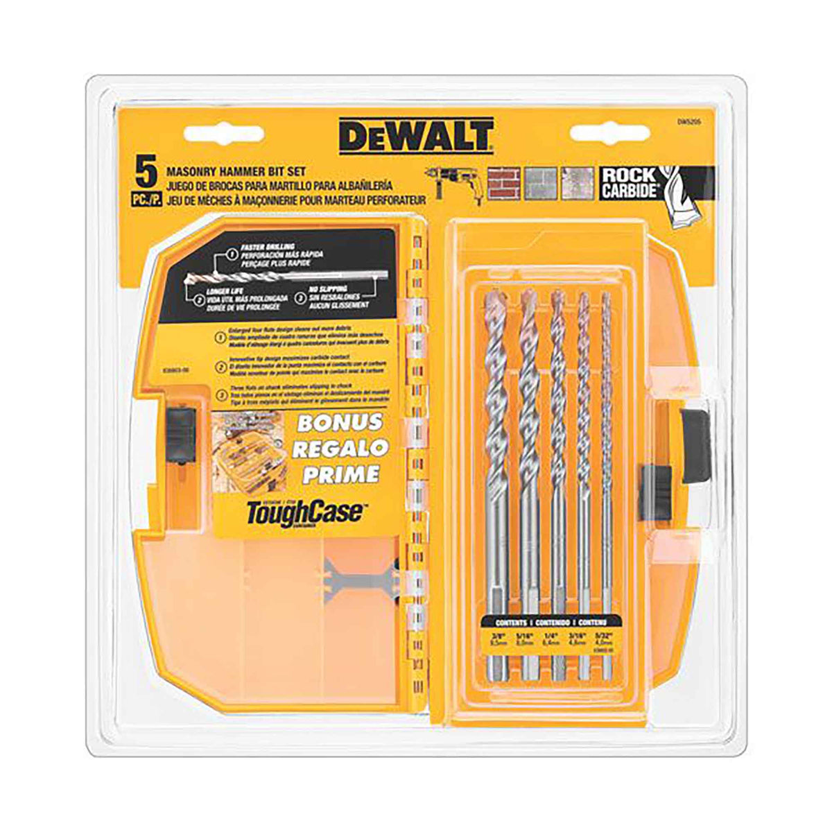 Jeu mèches à percussion à pointes en carbure de roche, 5 pièces