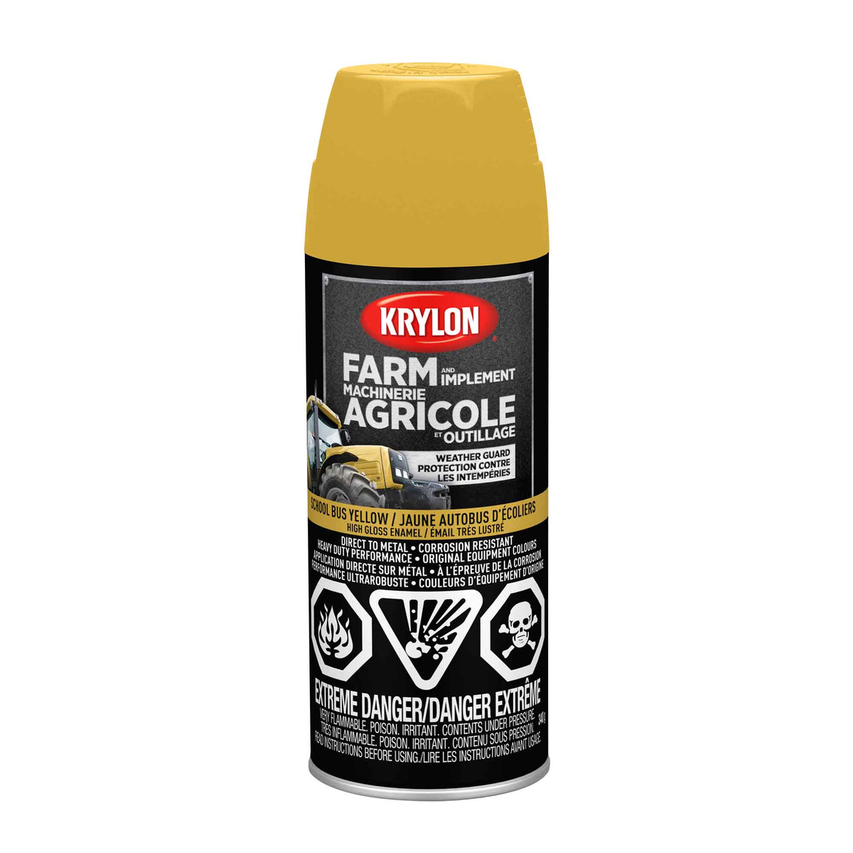 Krylon AGRICOLE  et OUTILLAGE aérosol émail très lustré jaune autobus d&#39;écoliers, 340 G