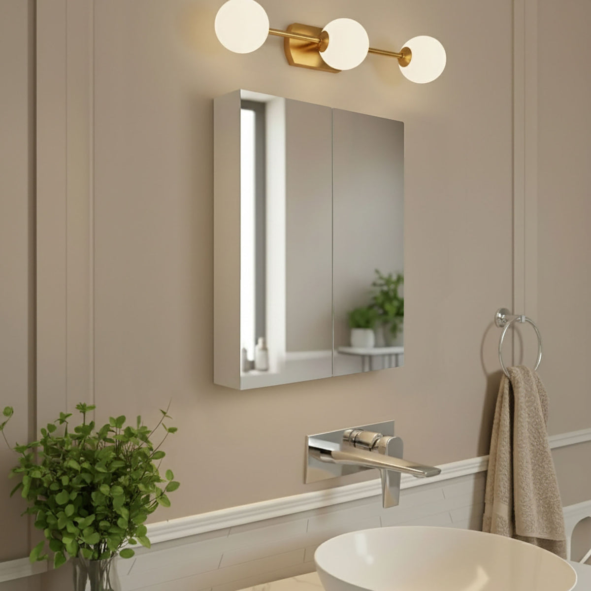 Pharmacie murale à cadrage blanc avec 2 portes, 23,6'' x 29,5'' x 5,9''