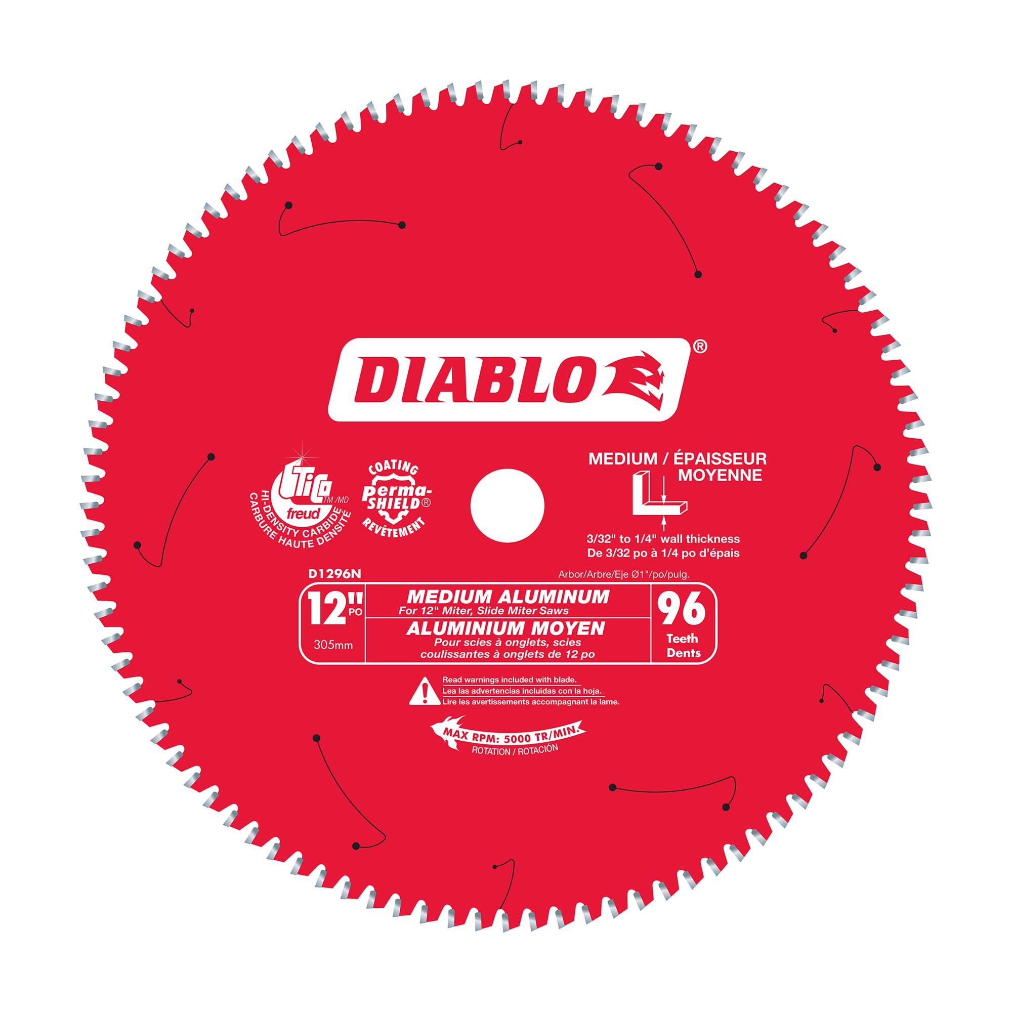 Lame Diablo pour métaux non-ferreux de 12" à 96 dents       