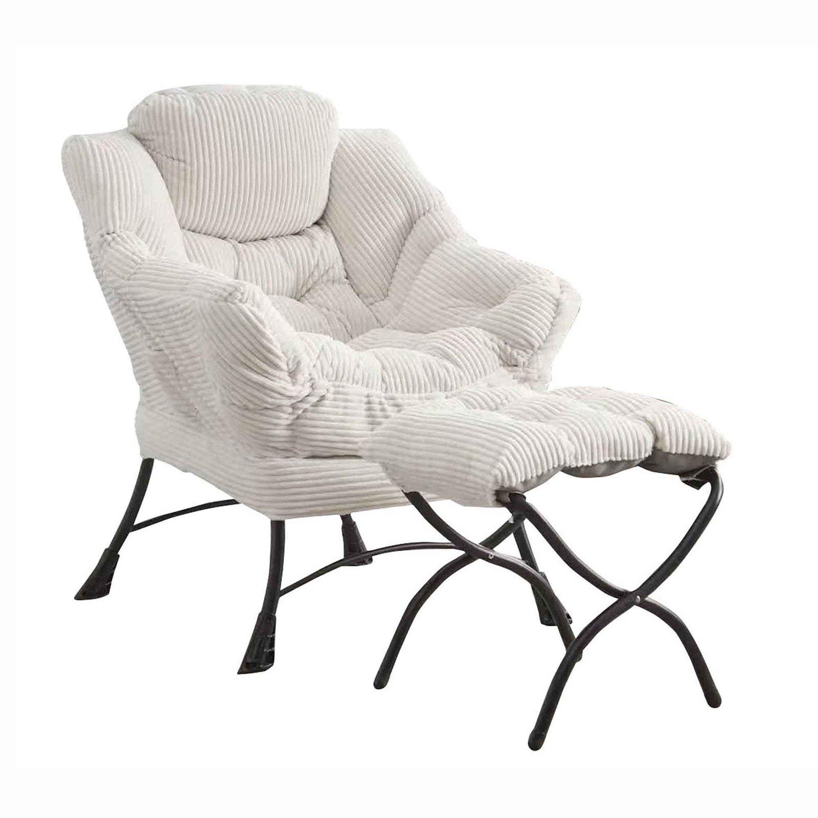 Fauteuil de relaxation avec ottoman coussiné, 2 morceaux