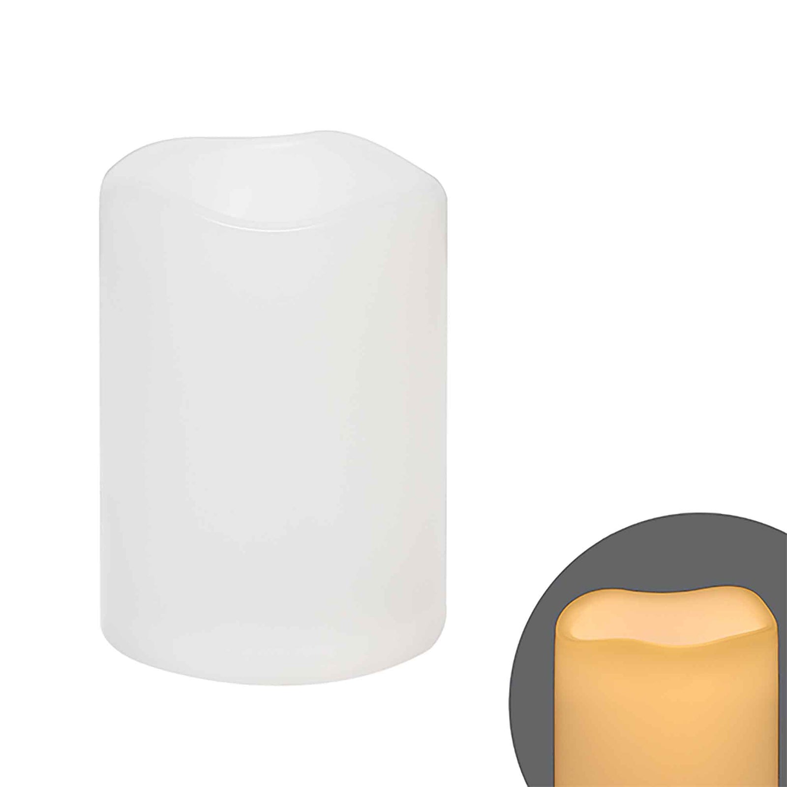 Chandelle blanche à flamme vacillante, 3'' x 4''