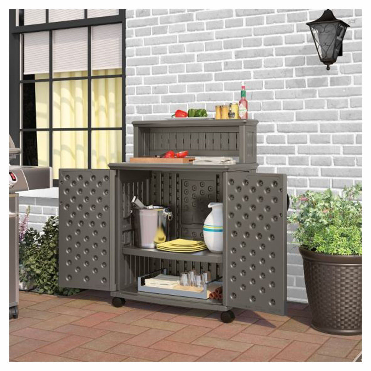 Station de rangement et de préparation pour terrasse, 47 gallons