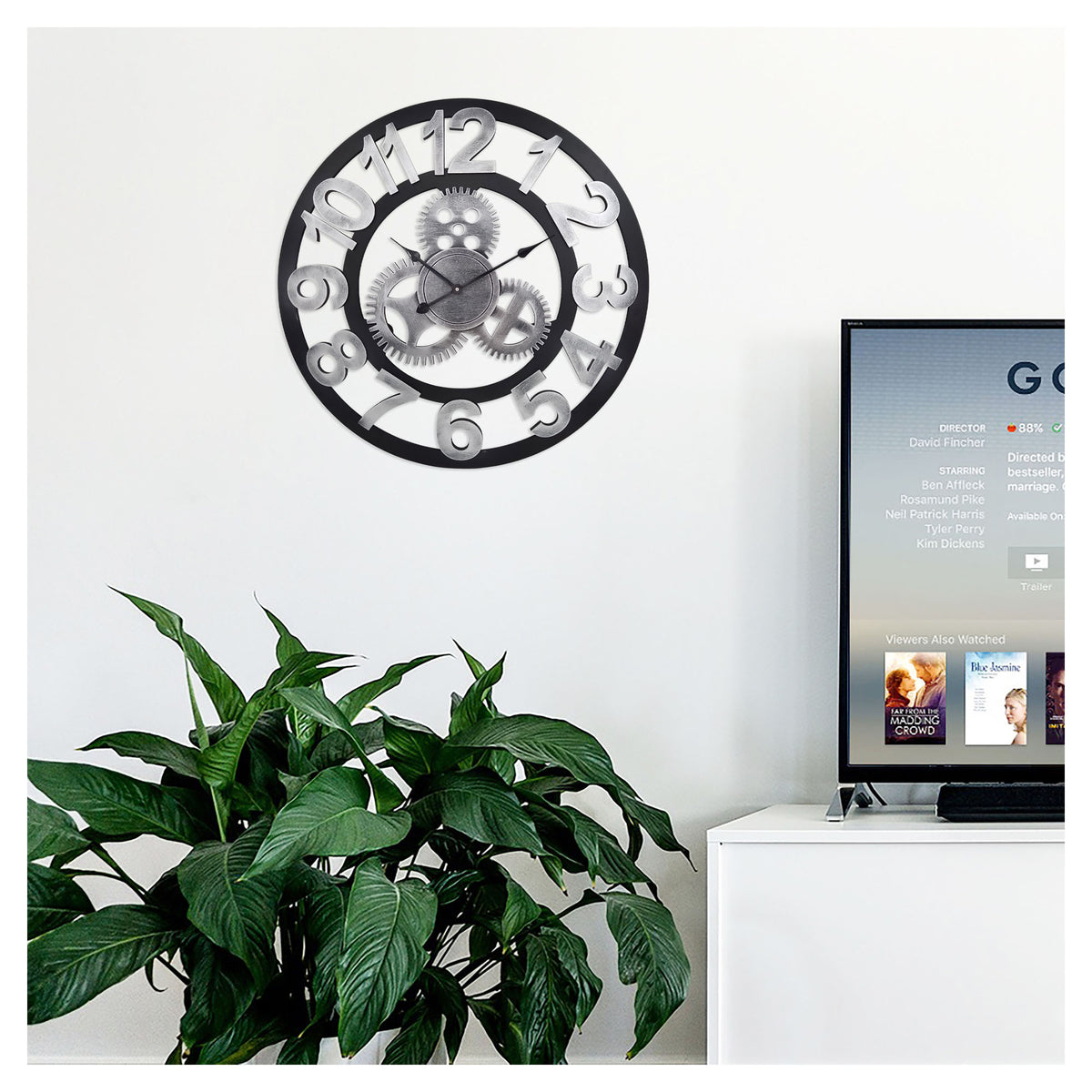 Horloge murale avec petits engrenages et gros chiffres, 16"