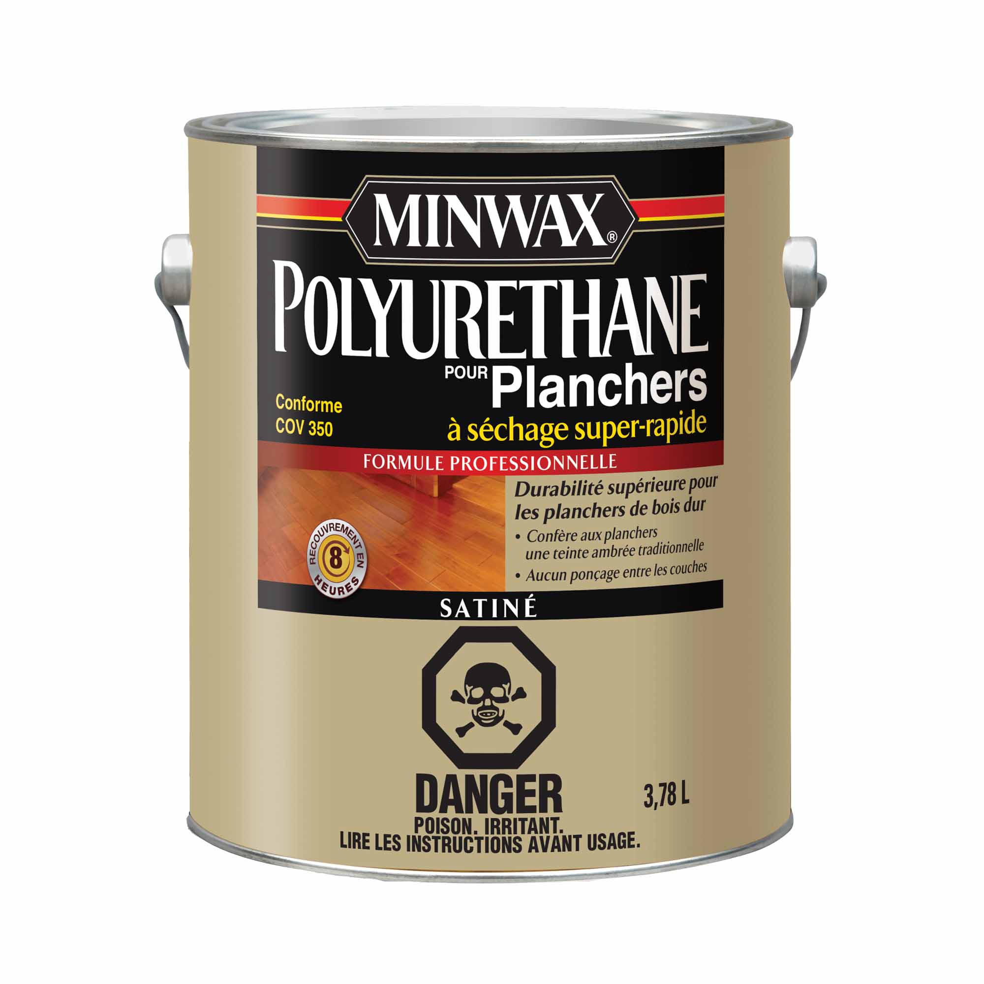 Minwax polyuréthane à séchage super-rapide transparent satiné, 3,78 L