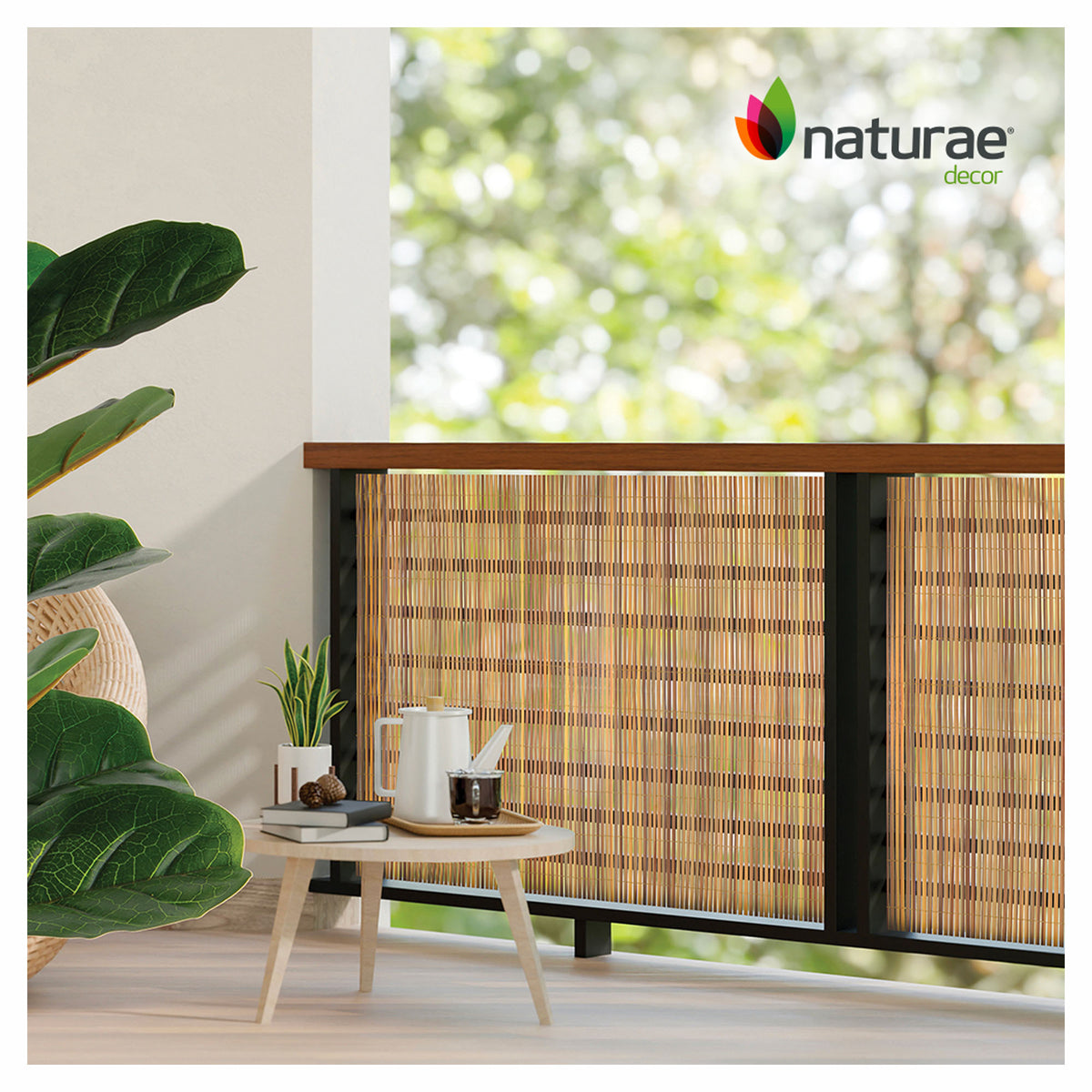 Écran d’intimité imitation bambou en PVC de 40" x 96", beige
