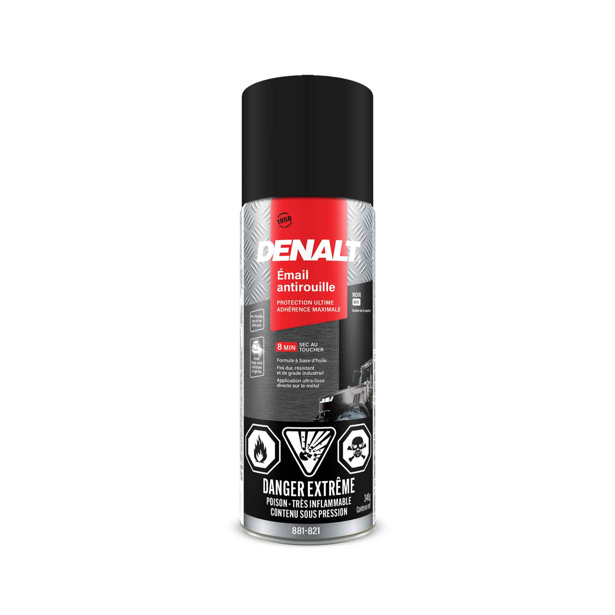 Émail antirouille en aérosol à base d’huile, 340 g (noir mat)