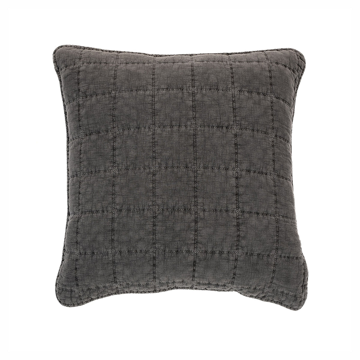 Housse pour coussin Sweet avec piquage à carreaux, charbon (18'' x 18'')