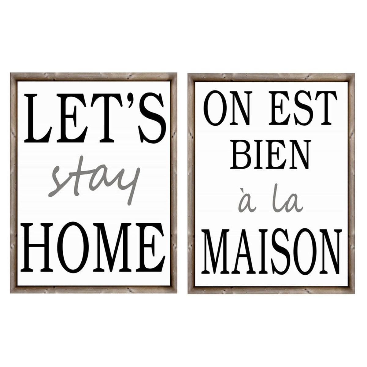 Affiche en métal avec inscription "on est bien à la maison", 9,84" x 13"