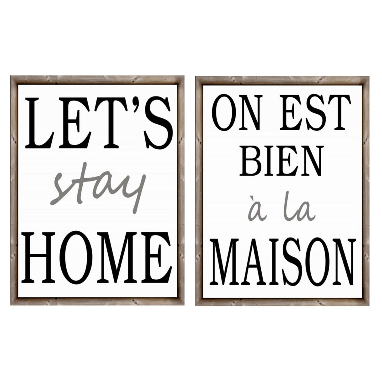 Affiche en métal avec inscription "on est bien à la maison", 9,84" x 13"
