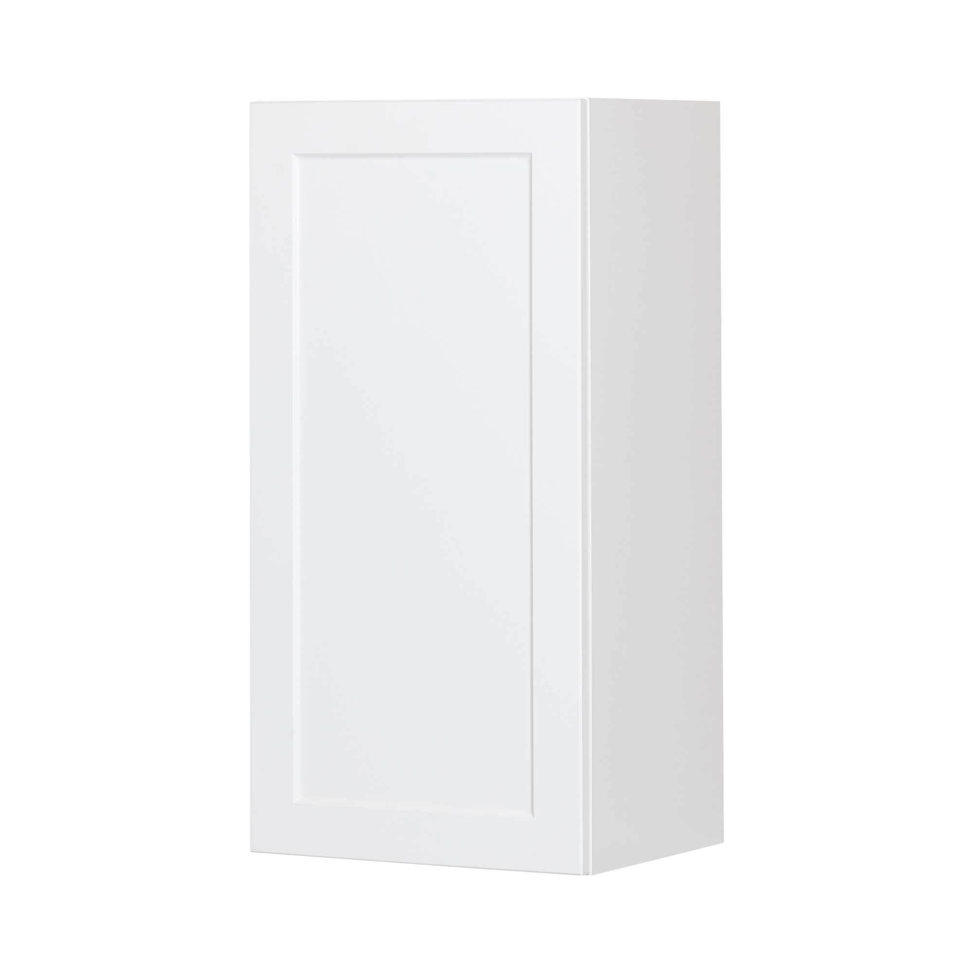 Module de haut d'armoire de cuisine de style Shaker en mélamine blanche avec 1 porte, 15"