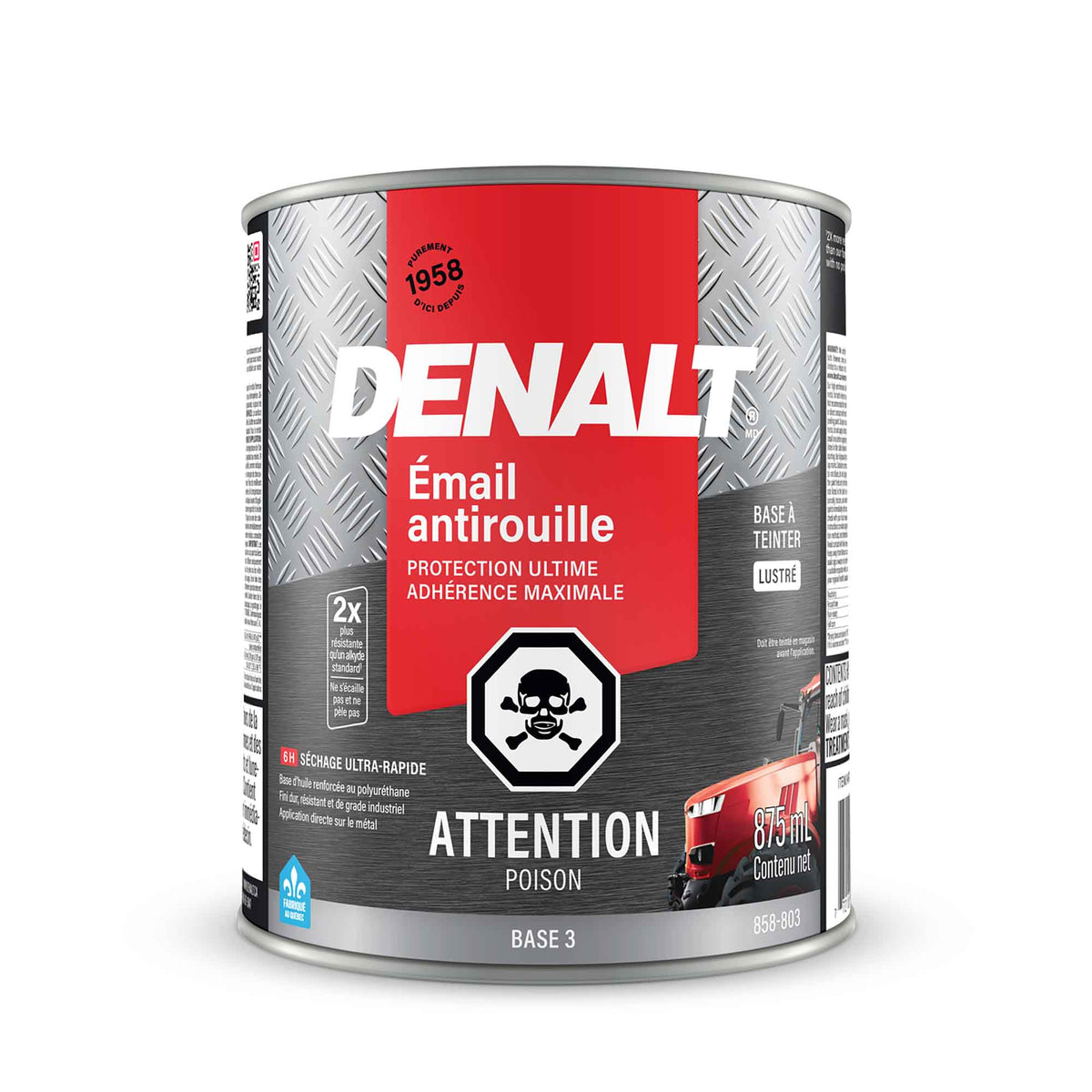 Émail antirouille à base d’huile base 3 lustré, 875 ml