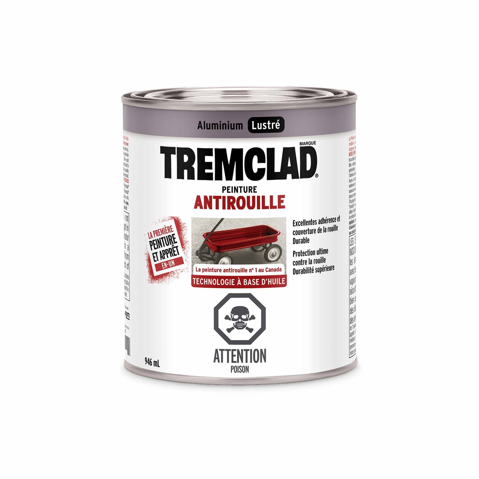 Tremclad peinture antirouille à base d'huile aluminium lustré, 946 ml