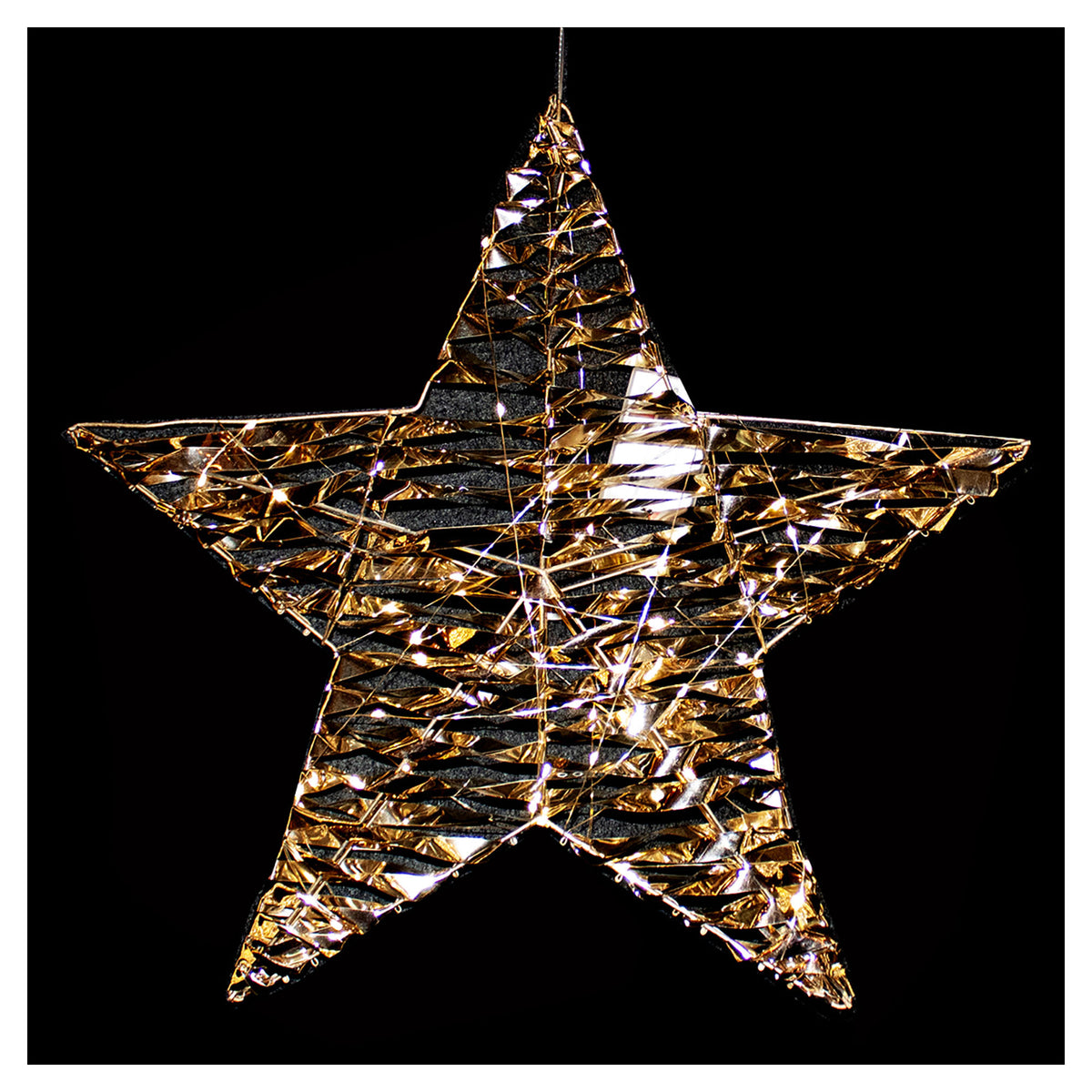 Étoile dorée illuminée à 50 DEL blanc chaud, 20''