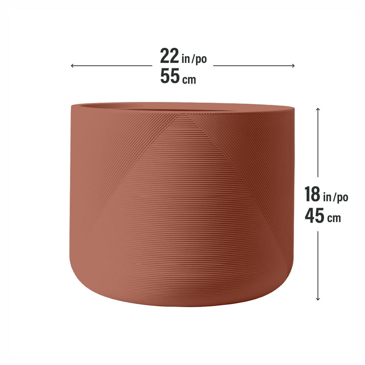 Jardinière Gavin en résine durable, 22" x 18" (argile rose)