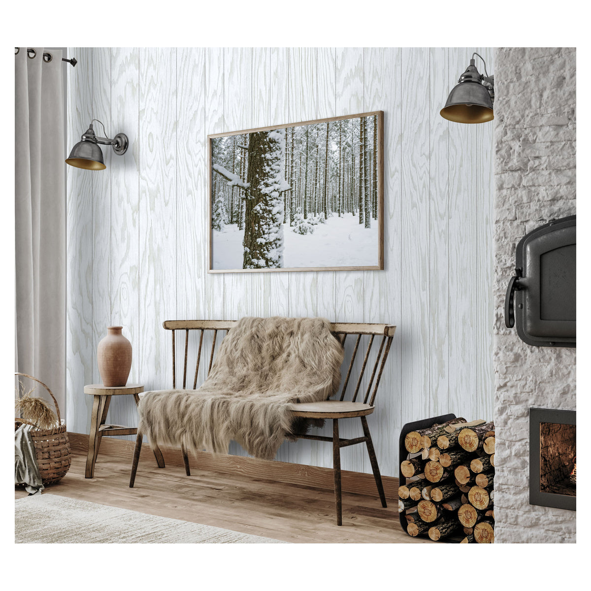 Panneau préfini et rainuré en frêne blanc, 4' x 8'