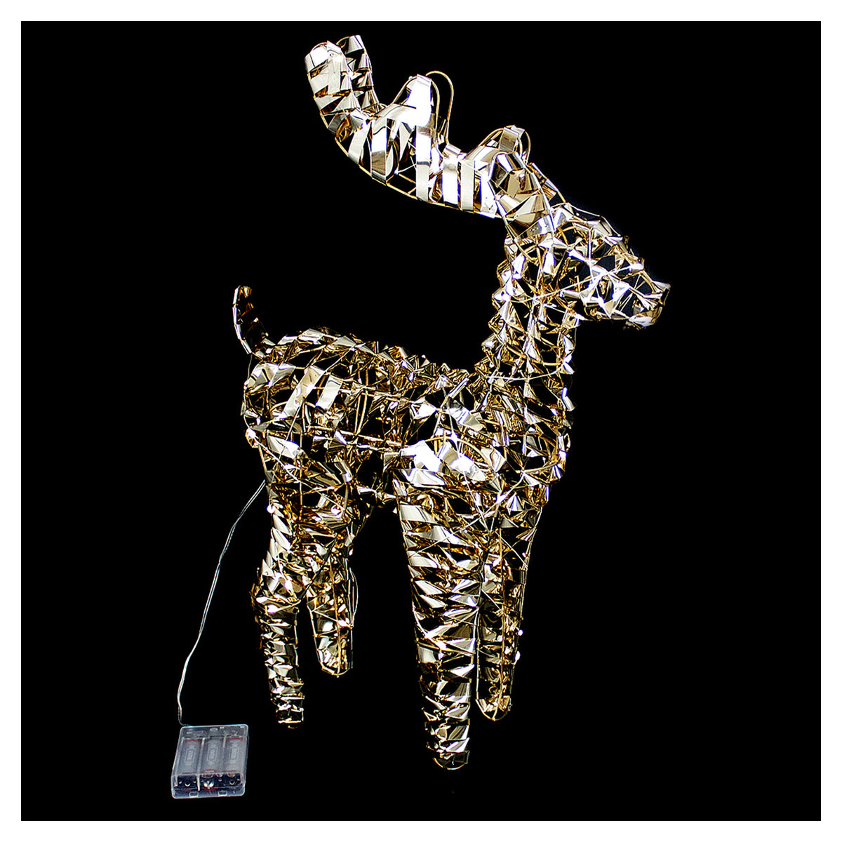 Renne doré illuminé à 30 DEL blanc chaud, 15''