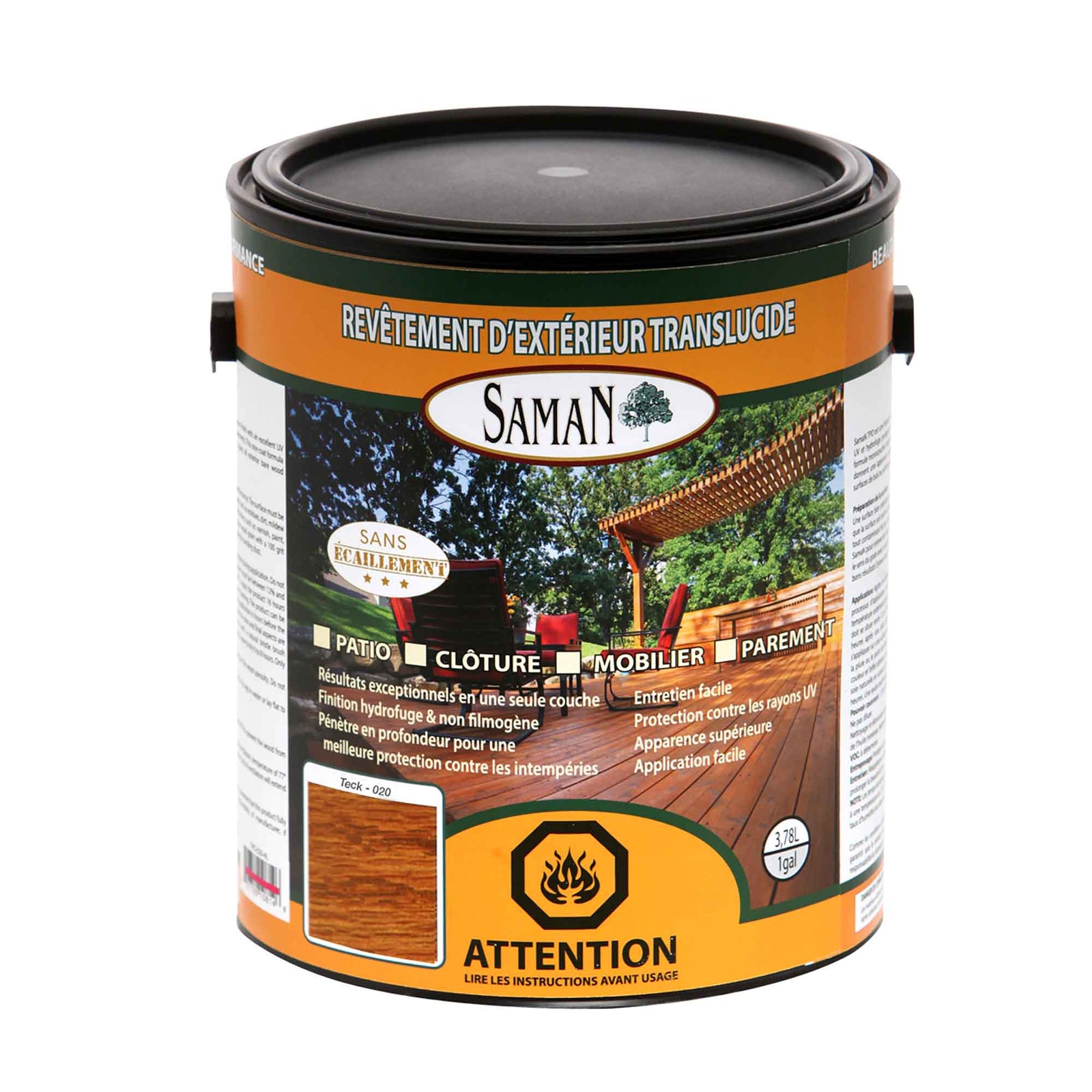 Revêtement d'extérieur translucide Teck, 3,78 L