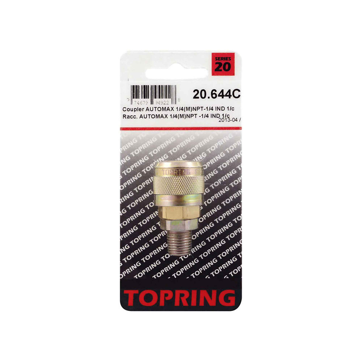 Raccord rapide de 1/4 industriel en laiton, 1/4 (M) NPT