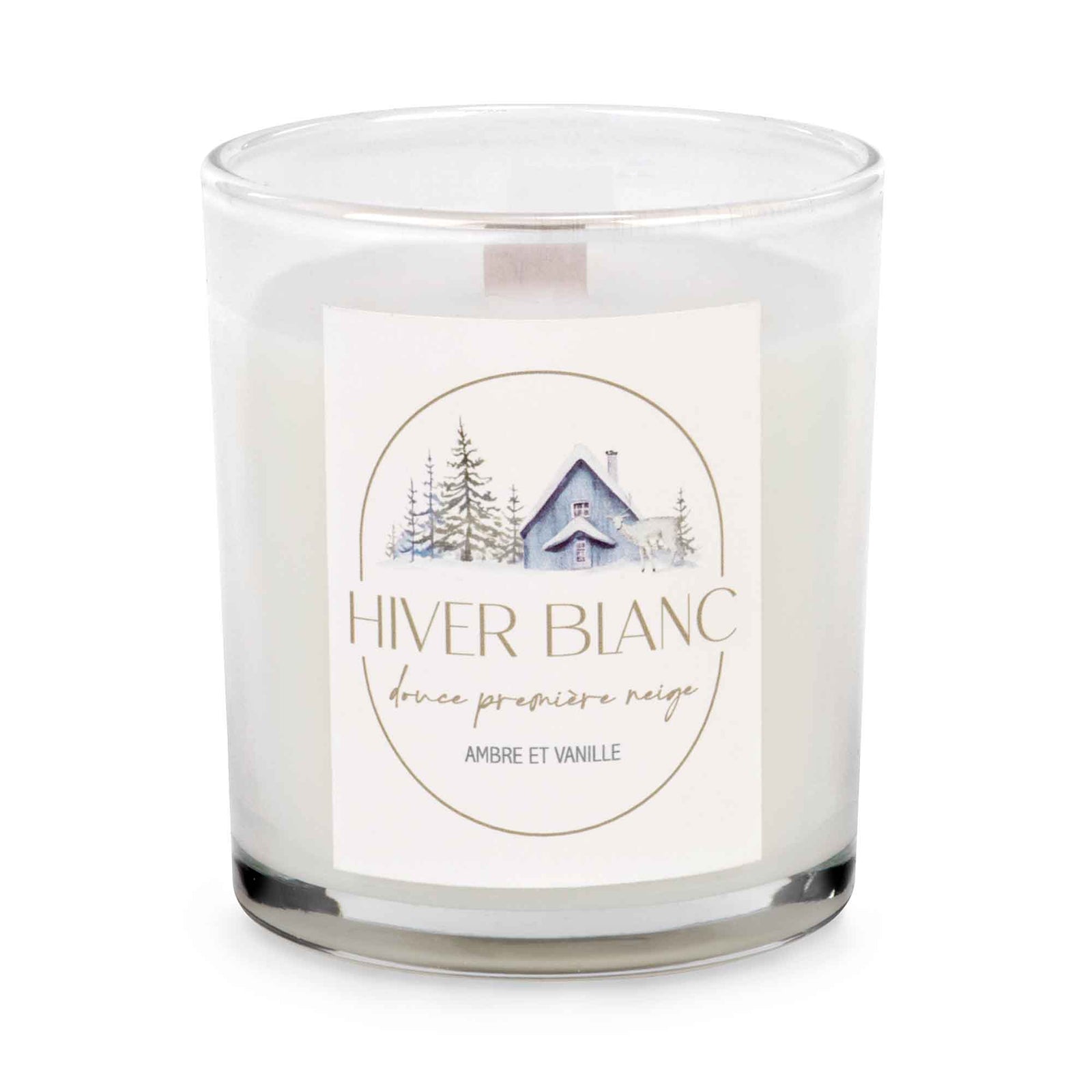 Chandelle parfumée ''HIVER BLANC douce première neige'', ambre et vanille