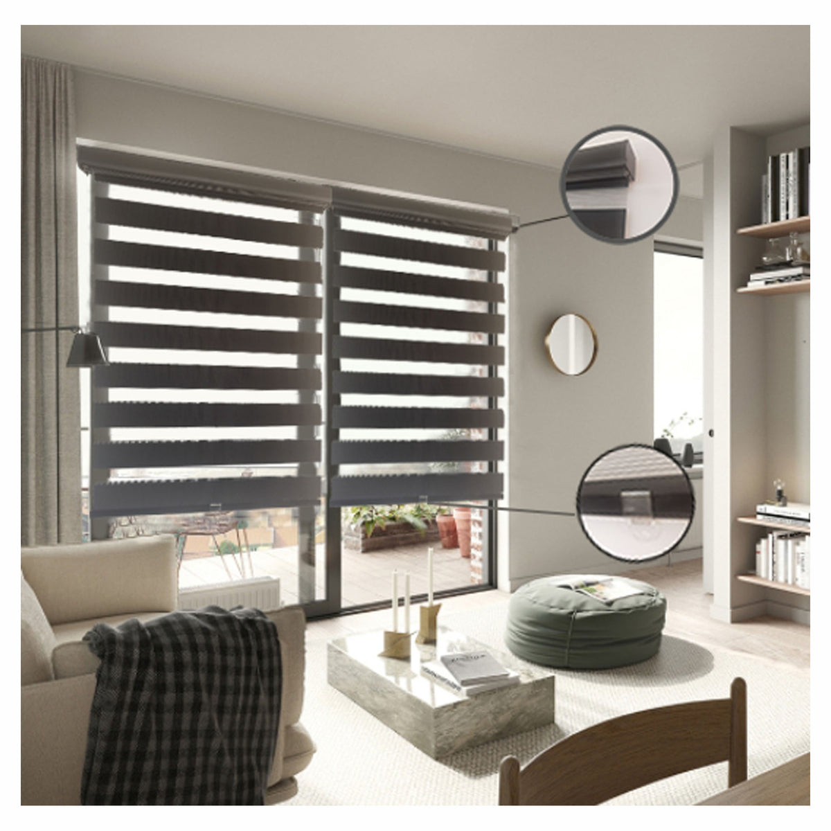 Store sans cordon en polyester noir, 64" x 84"