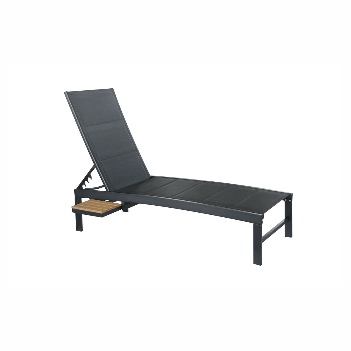 Chaise longue Southport avec tablette rétractable, noir