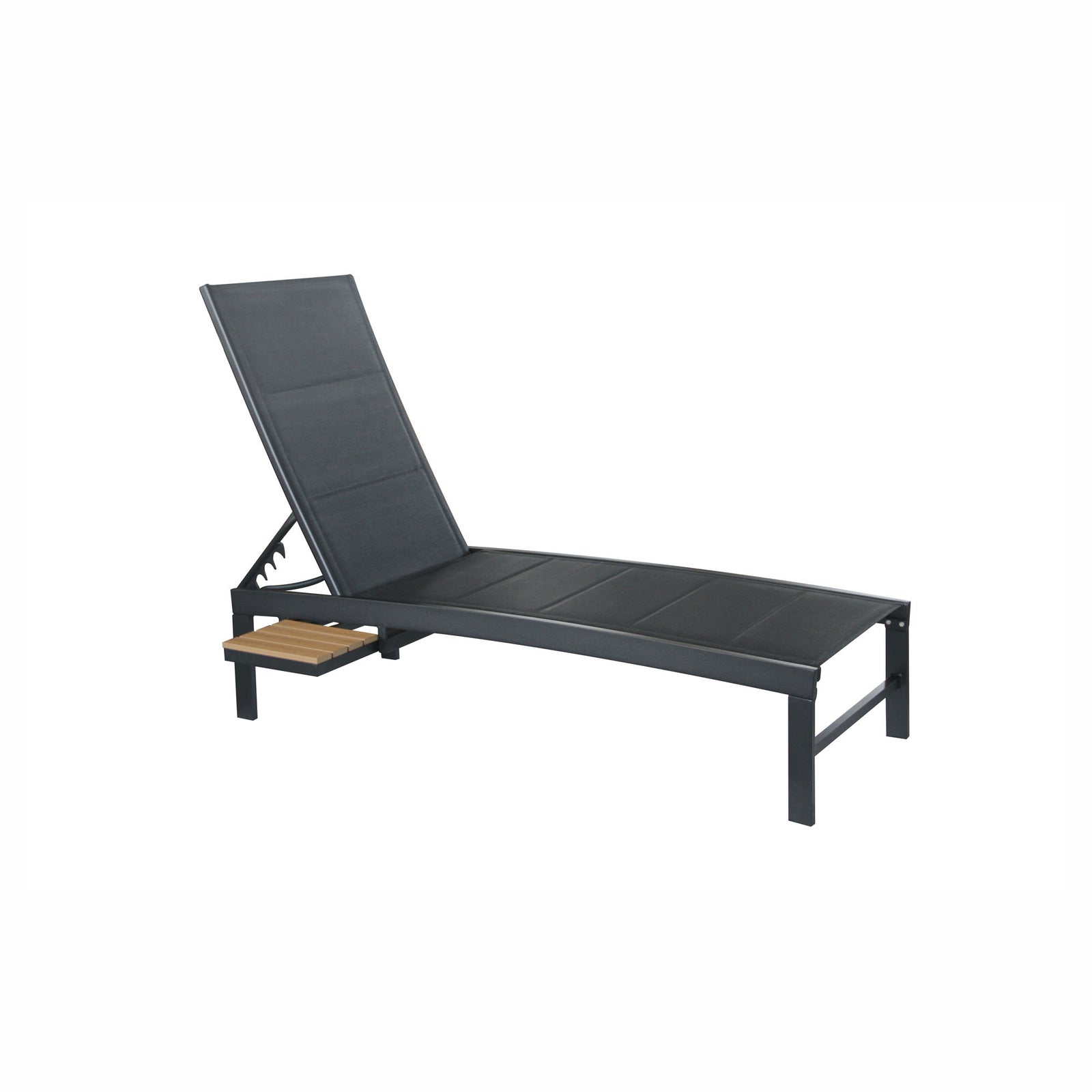Chaise longue Southport avec tablette rétractable, noir