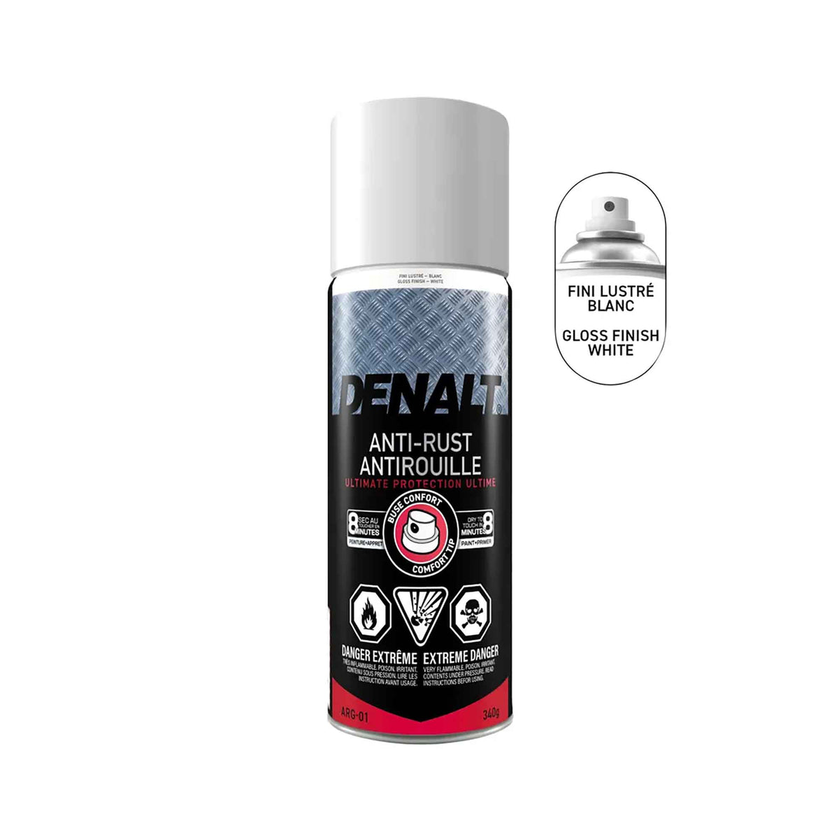 Émail antirouille en aérosol à base d’huile, 340 g (blanc lustré)
