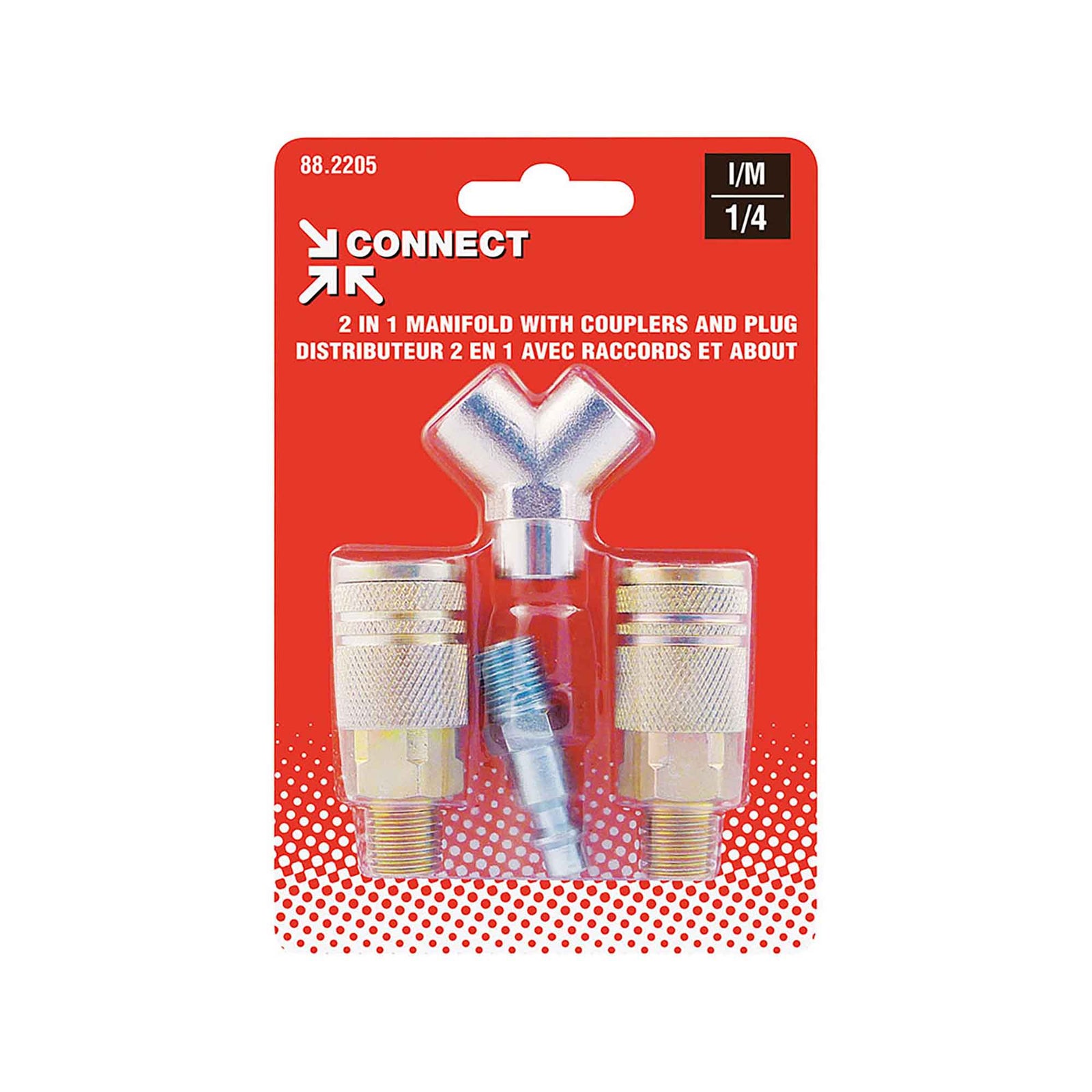 Distributeur en laiton, 2 raccords rapides 1/4 industriel