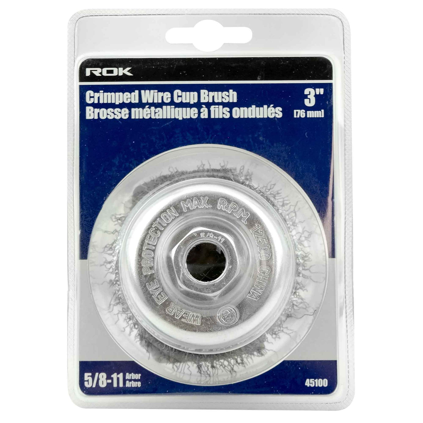 Brosse coupelle métallique à fils ondulés, 3''